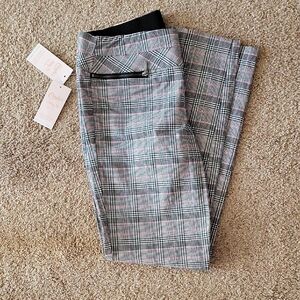 Kohl's Black,Pink, and White Plaid Pants Size M NWT